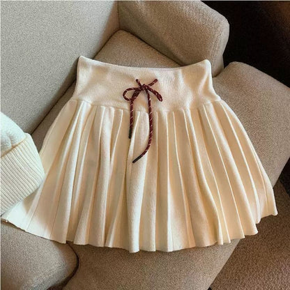 Solid Pleated Mini Skirt High Rise