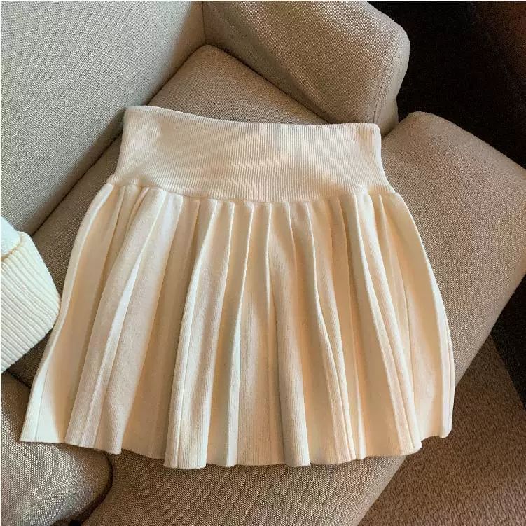 Solid Pleated Mini Skirt High Rise
