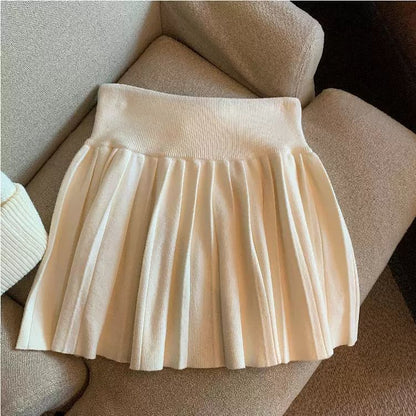 Solid Pleated Mini Skirt High Rise