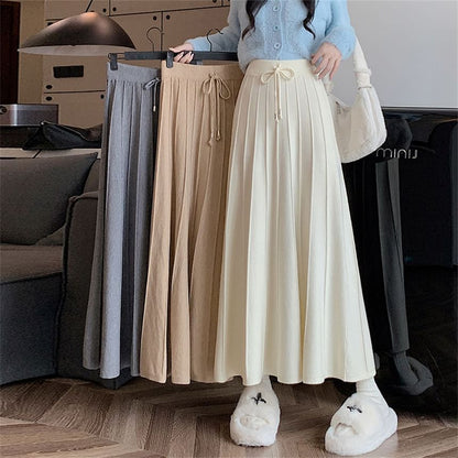 Solid Maxi A-Line Skirt High Rise