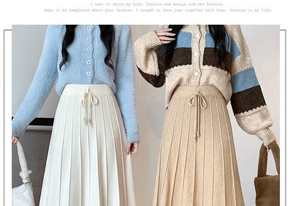 Solid Maxi A-Line Skirt High Rise