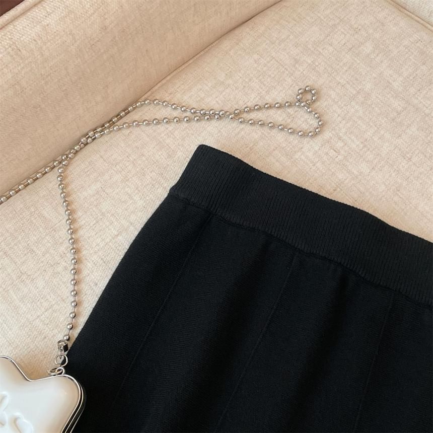 Solid Ruffle Mini A-Line Skirt High Waist