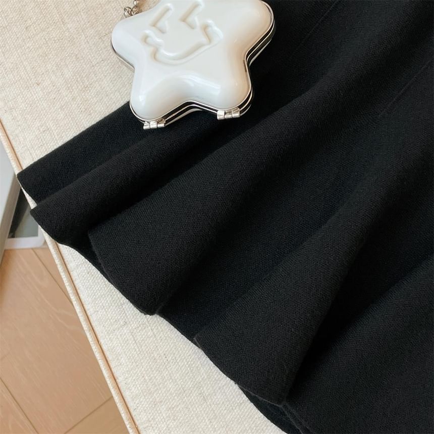 Solid Ruffle Mini A-Line Skirt High Waist