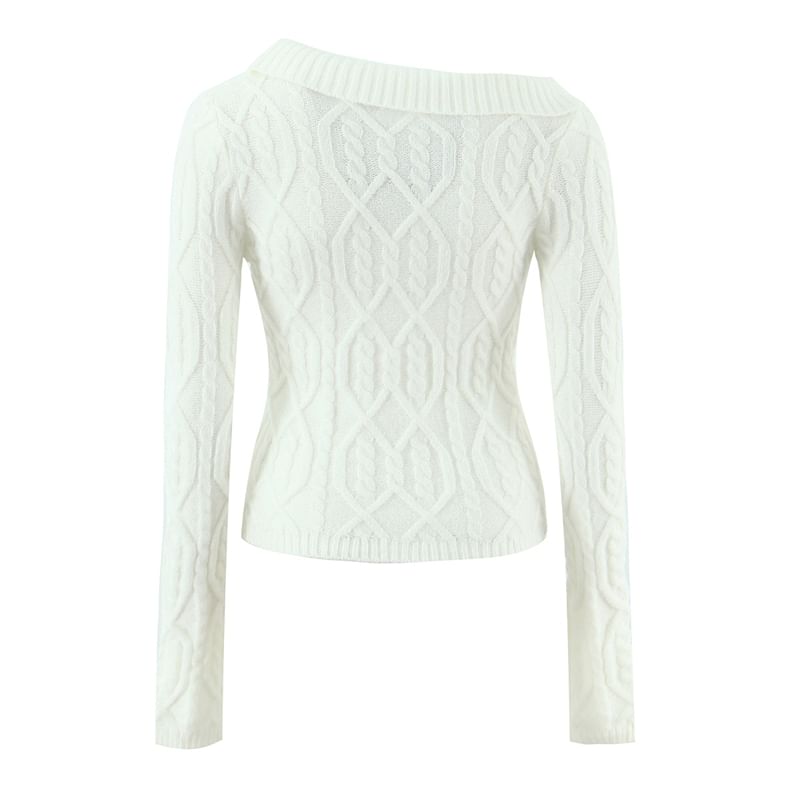 One-Shoulder Cable-Knit Sweater & Mini Pencil Skirt Set