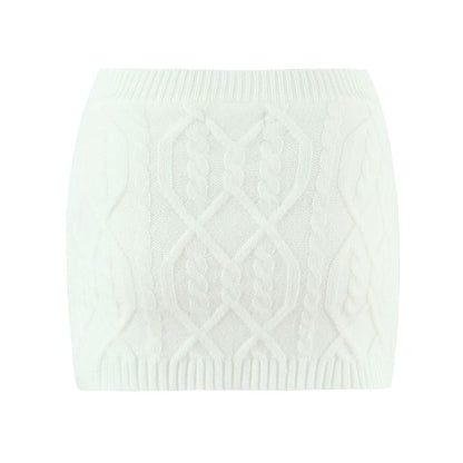 One-Shoulder Cable-Knit Sweater & Mini Pencil Skirt Set