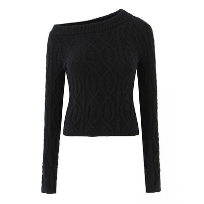 One-Shoulder Cable-Knit Sweater & Mini Pencil Skirt Set