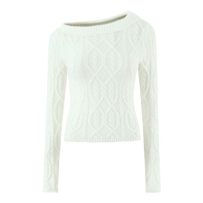 One-Shoulder Cable-Knit Sweater & Mini Pencil Skirt Set