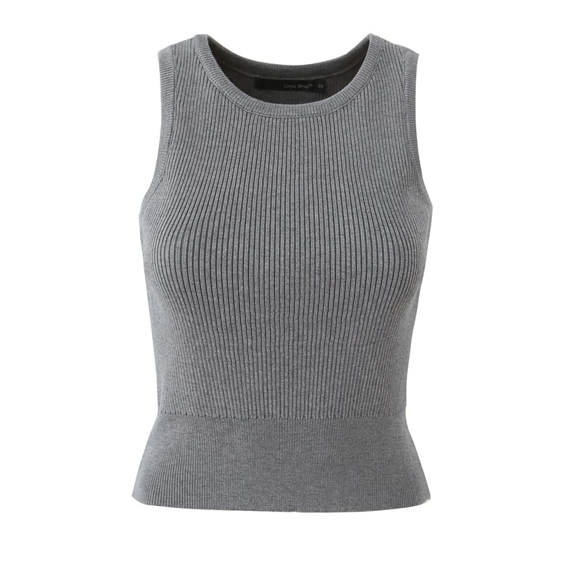 Crew Neck Ribbed Tank & Cardigan & Mini A-Line Skirt Set
