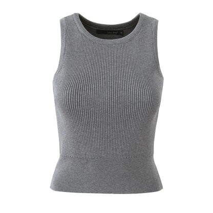 Crew Neck Ribbed Tank & Cardigan & Mini A-Line Skirt Set