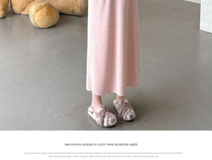 Round Neck Contrast Trim Cardigan & High Waist Midi Skirt Set