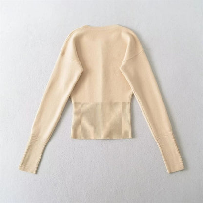Crew Neck Button-Up Plain Cardigan