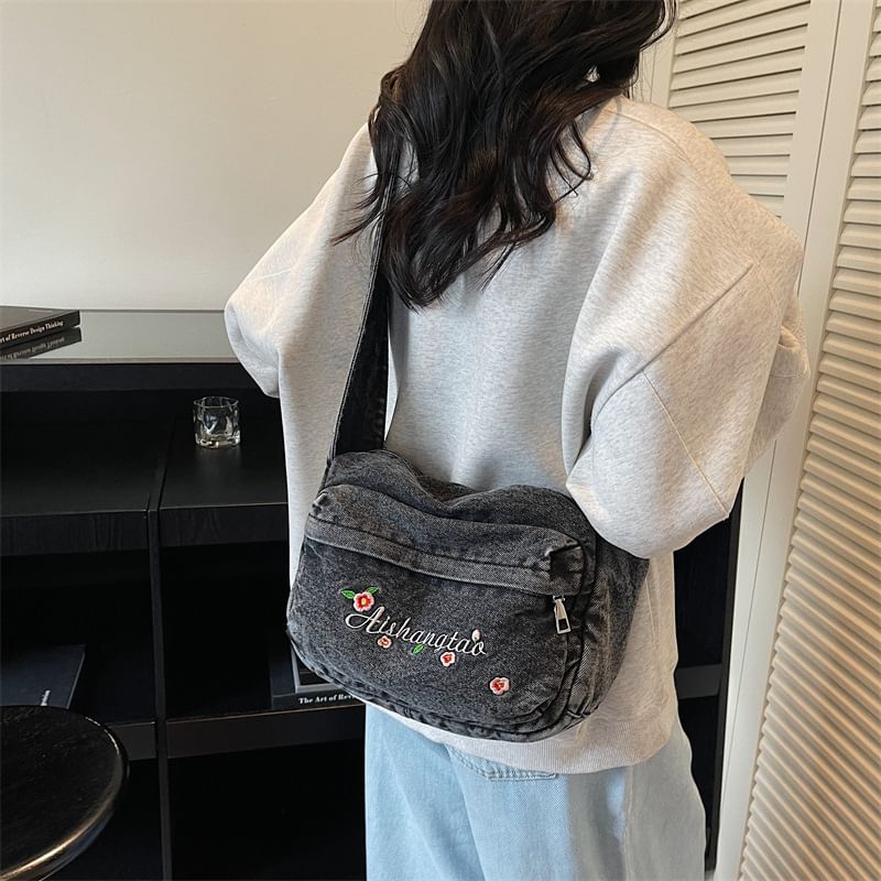 Washed Denim Shoulder Bag