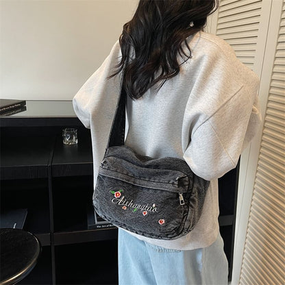 Washed Denim Shoulder Bag