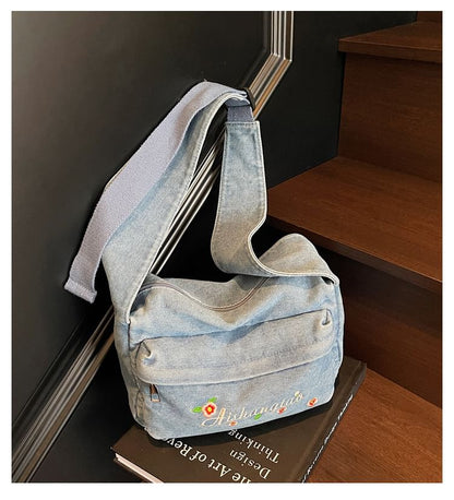 Washed Denim Shoulder Bag