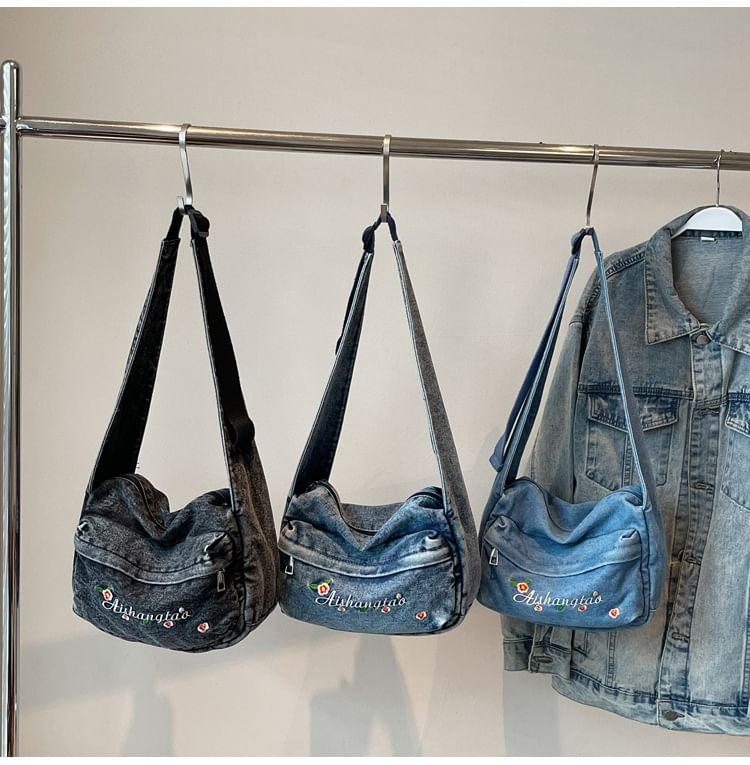 Washed Denim Shoulder Bag