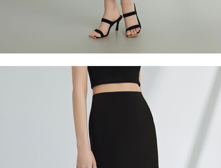 Two Tone Pencil Skirt - High Rise Midi