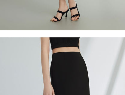 Two Tone Pencil Skirt - High Rise Midi