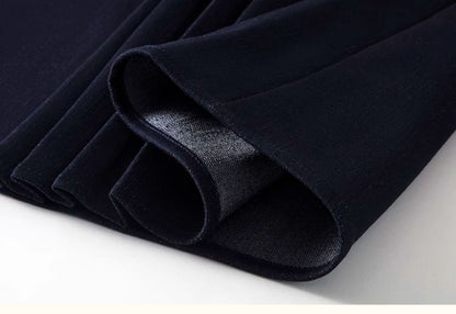Denim Blazer & Pleated Skirt Set - Double-Breasted, High Waist