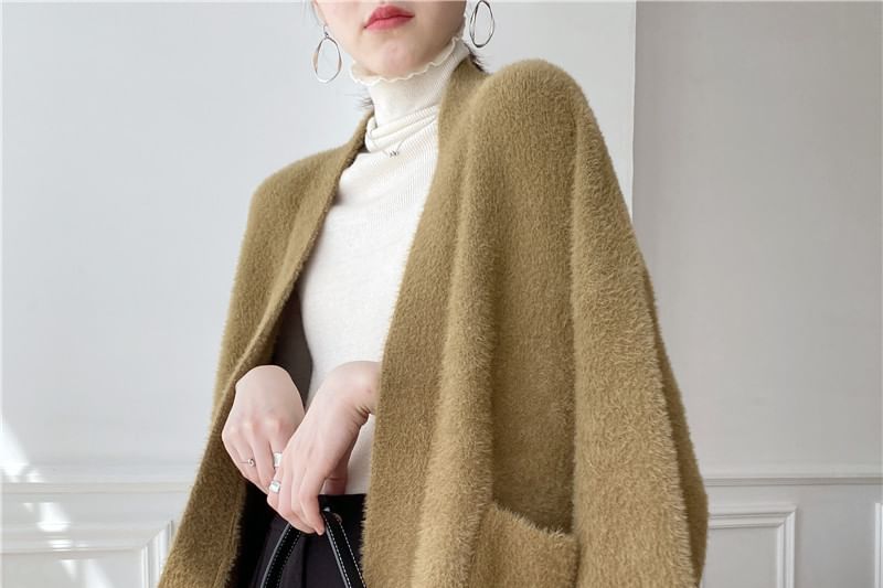 Plain Open Front Oversized Cardigan