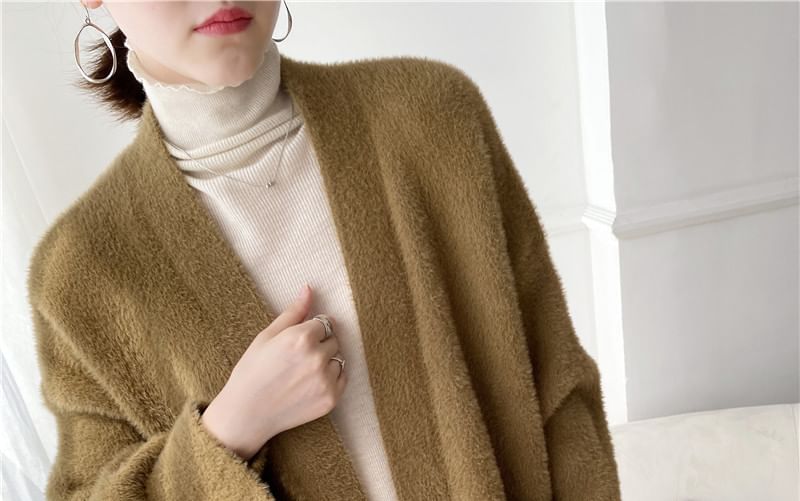 Plain Open Front Oversized Cardigan