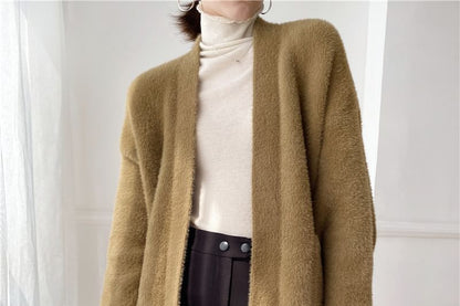 Plain Open Front Oversized Cardigan