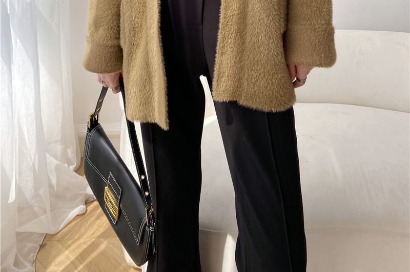 Plain Open Front Oversized Cardigan