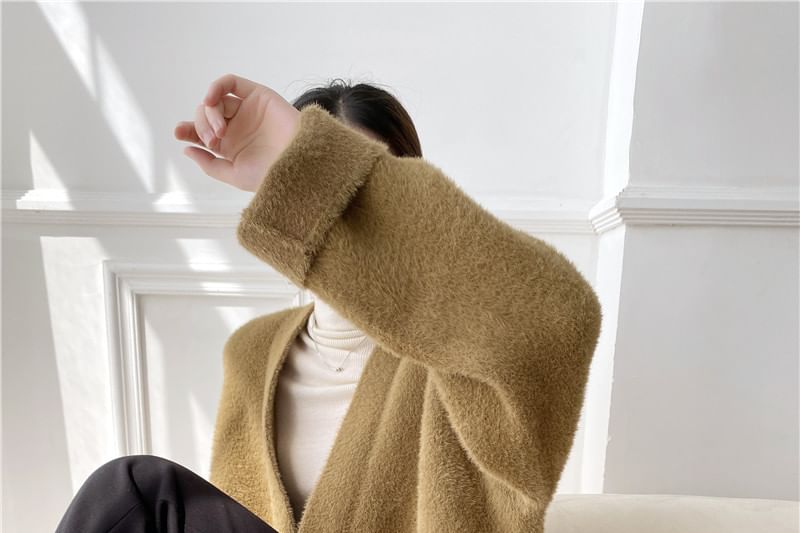 Plain Open Front Oversized Cardigan