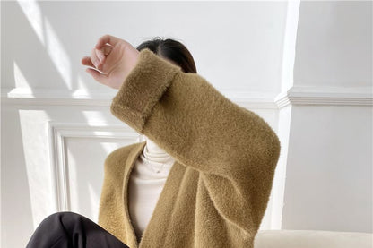 Plain Open Front Oversized Cardigan