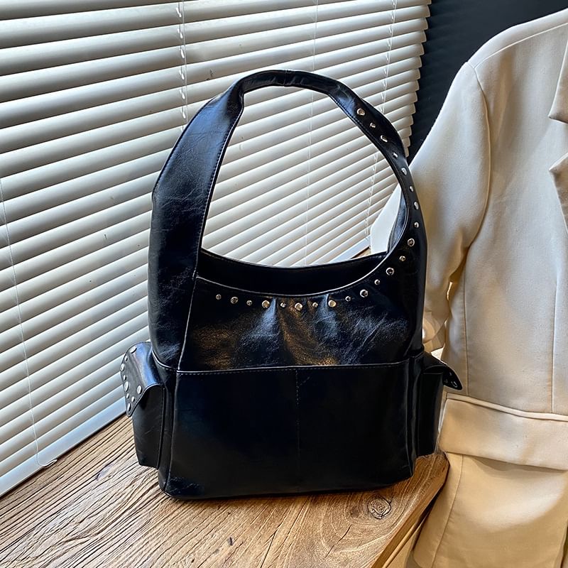 Studded Flap Pocket Shoulder Bag