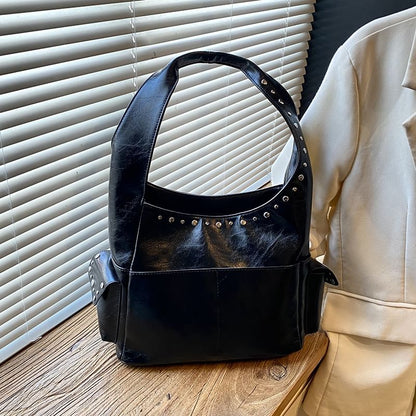 Studded Flap Pocket Shoulder Bag