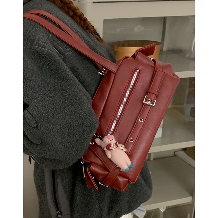 Belted Zip Flap Pocket Shoulder Bag