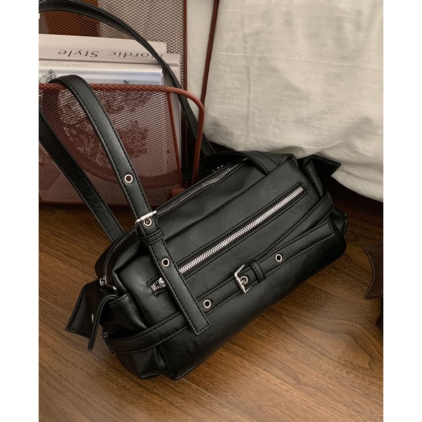 Belted Zip Flap Pocket Shoulder Bag
