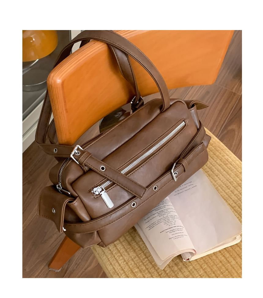 Belted Zip Flap Pocket Shoulder Bag