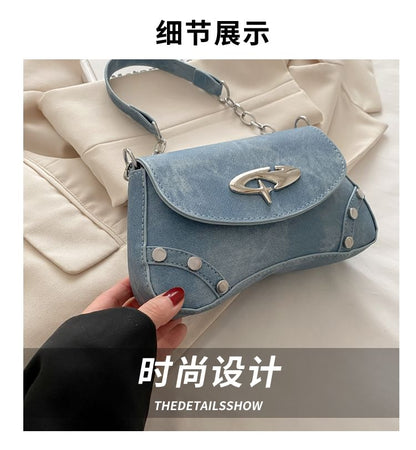 Studded Faux Leather Flap Shoulder Bag