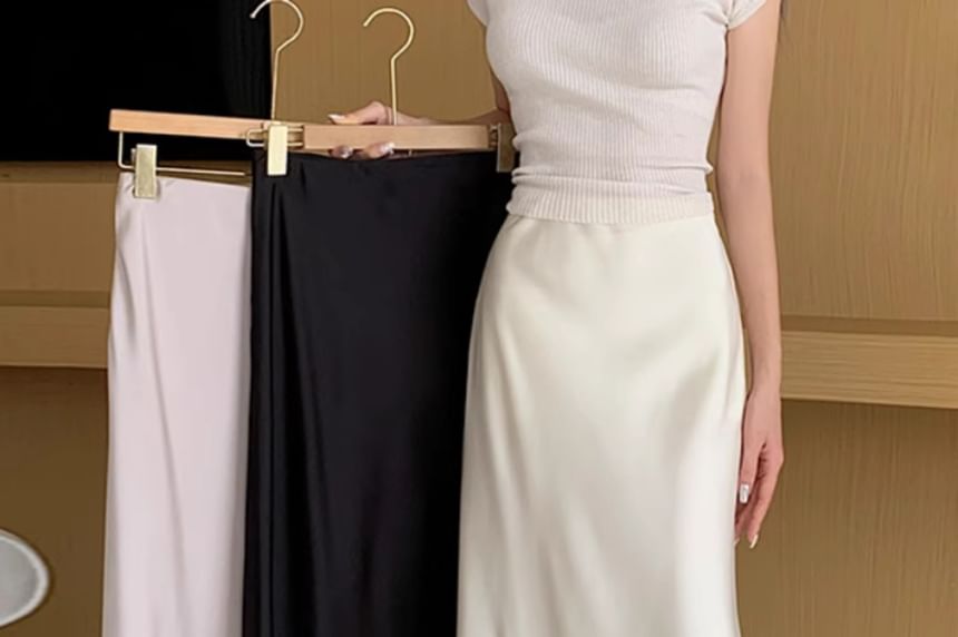 Satin Maxi Fishtail Skirt