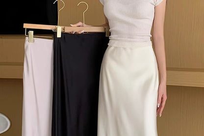Satin Maxi Fishtail Skirt