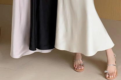 Satin Maxi Fishtail Skirt