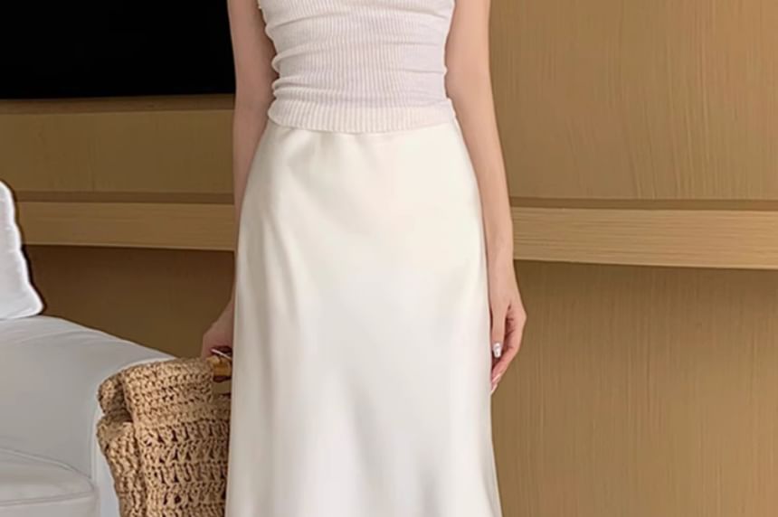 Satin Maxi Fishtail Skirt