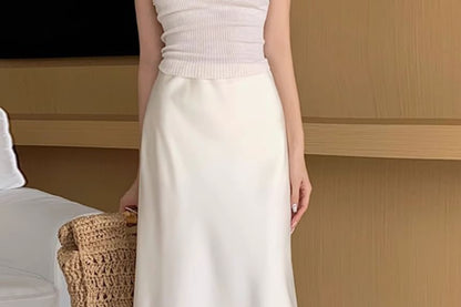 Satin Maxi Fishtail Skirt