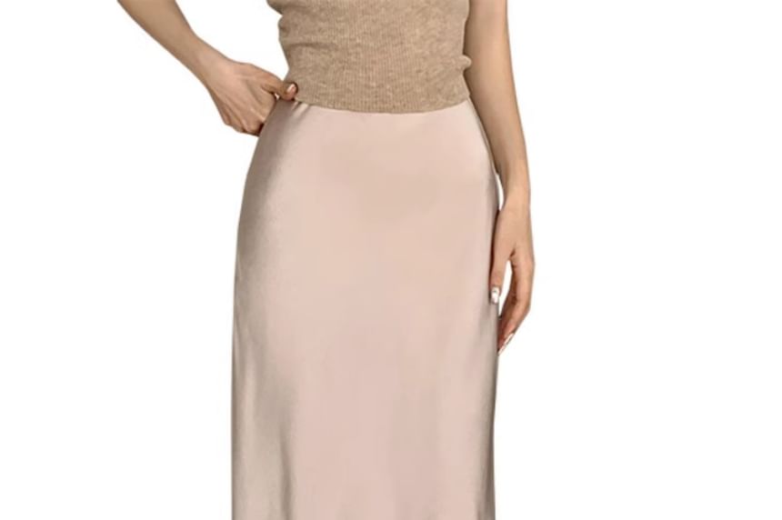 Satin Maxi Fishtail Skirt