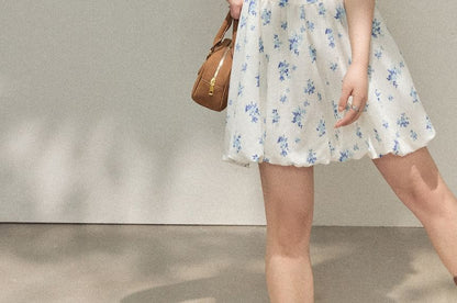 Plus Size Spaghetti Strap Floral Mini A-Line Dress /  Plain Cardigan