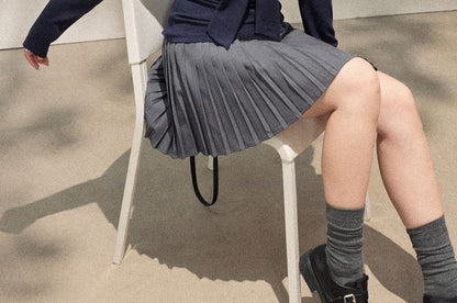 Plus Size Long-Sleeve Off Shoulder Plain Top / High Waist Mini Plain Skirt