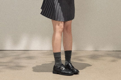 Plus Size Long-Sleeve Off Shoulder Plain Top / High Waist Mini Plain Skirt