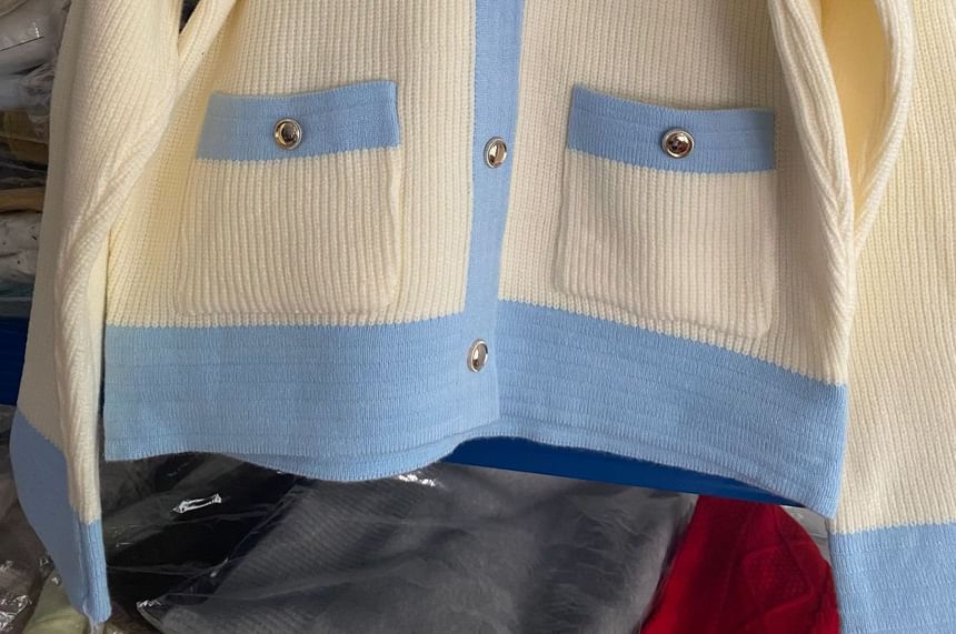 Round Neck Two Tone Cardigan