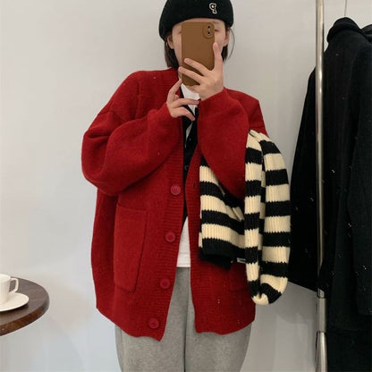 V-Neck Plain Cardigan