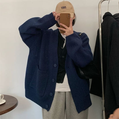 V-Neck Plain Cardigan