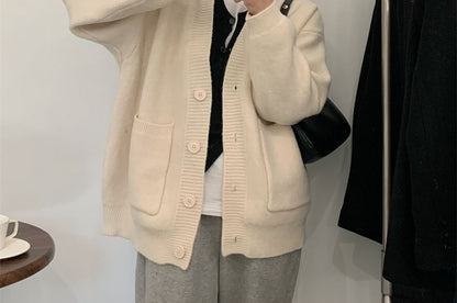 V-Neck Plain Cardigan