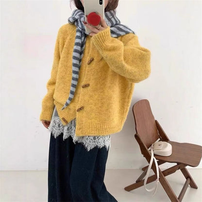 Round Neck Melange Toggle Cardigan