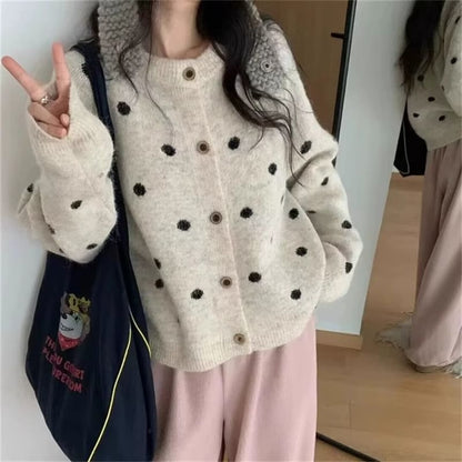 Round Neck Dotted Cardigan