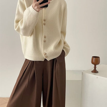 Button-Up Plain Cardigan